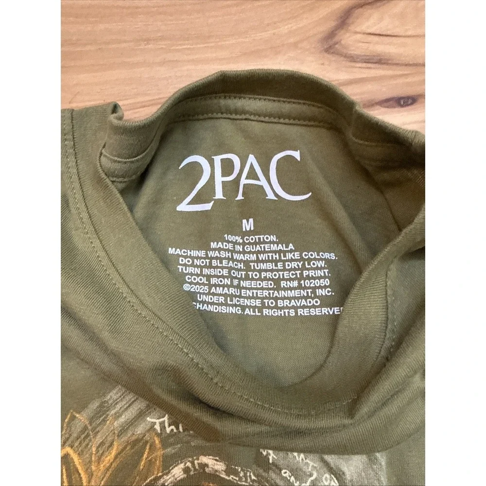 2Pac Official Store Sunflowers Green Short Sleeve T-Shirt Size Medium - Picture 2 of 4